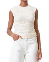 Agolde Ester Ruched Top In Oat Milk In Multi