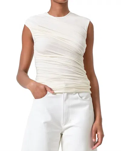Agolde Ester Ruched Top In Oat Milk