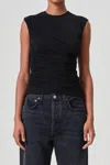 Agolde Ester Twist Tank Top In Black In Black