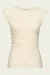 Agolde Ester Ruched Top In Oat Milk
