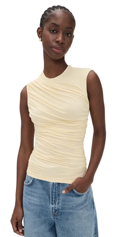 Agolde Ester Twist Tank Lemon Drop In Yellow