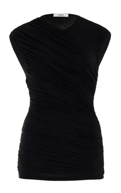 Agolde Ester Twist Tank Top In Black
