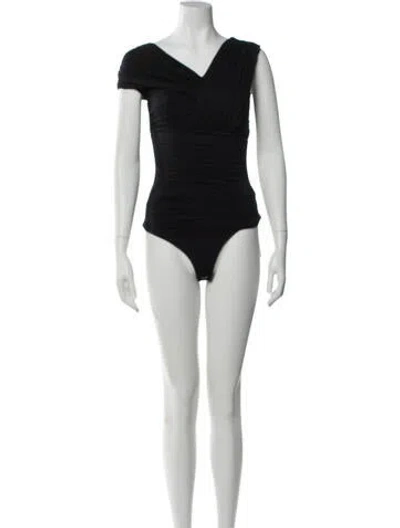 Pre-owned Agolde Etienne V-neck Bodysuit In Black