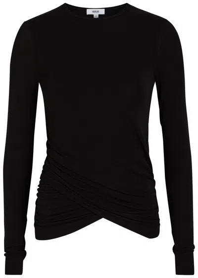Agolde Eve Draped Jersey Top In Black