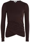 Agolde Eve Draped Jersey Top In Brown