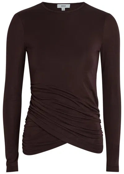 Agolde Eve Draped Jersey Top In Brown