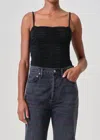 Agolde Ezra Ruched Jersey Bodysuit In Black