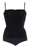 Agolde Ezra Ruched Jersey Bodysuit In Black