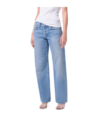Agolde Faded Cotton Jeans In Blue
