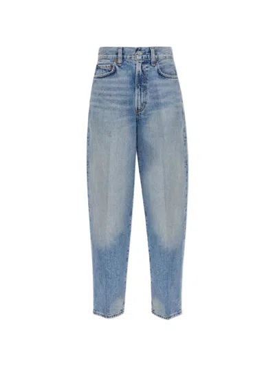 Agolde Faded-effect Tapered-leg Jeans In Blue