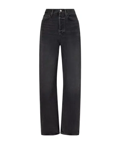 Agolde Faded-effect Wide-leg Jeans In Black