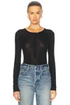 Agolde Long Sleeve Henley Shirt In Black
