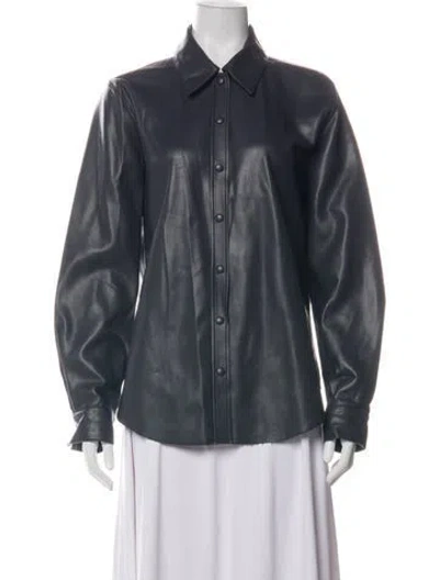 Pre-owned Agolde Faux Leather Denim Jacket In Blue