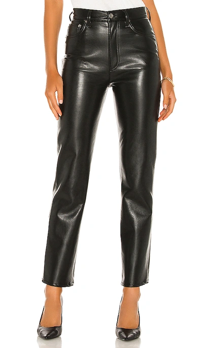 Agolde Recycled Leather Riley Long Pants In Detox In Black