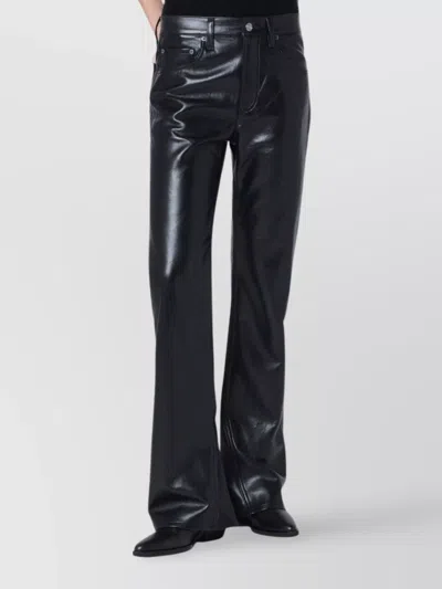 AGOLDE FAUX LEATHER FLARED LEG TROUSERS