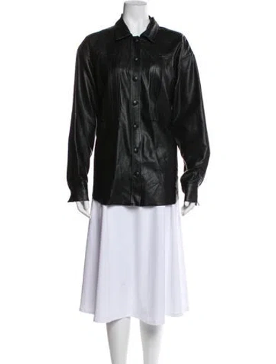 Pre-owned Agolde Faux Leather Jacket In Black
