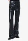 Agolde Faux Leather Kick Boot-cut Pants In Black