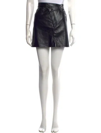 Pre-owned Agolde Faux Leather Mini Skirt In Black
