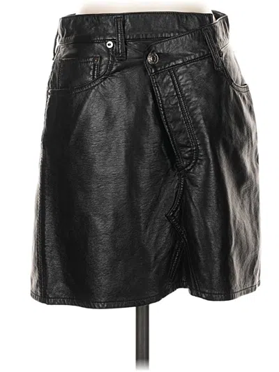 Pre-owned Agolde Faux Leather Skirt In Black