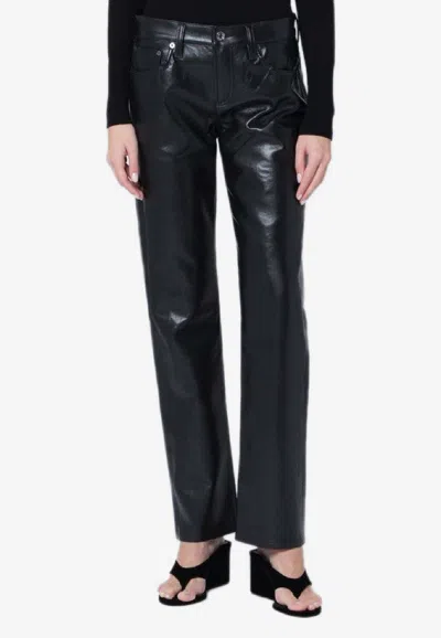AGOLDE FAUX LEATHER SLIM PANTS