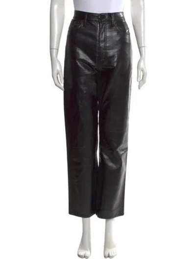 Pre-owned Agolde Faux Leather Straight Leg Pants In Black