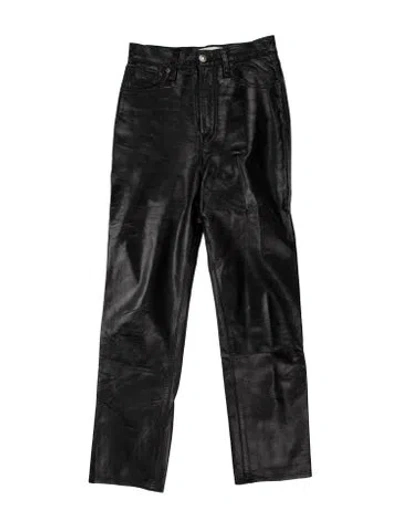 Pre-owned Agolde Faux Leather Straight Leg Pants In Black