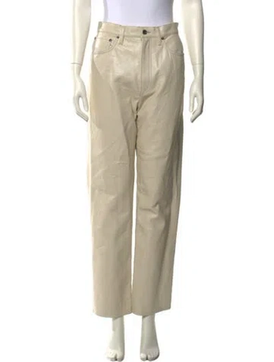 Pre-owned Agolde Faux Leather Straight Leg Pants In Neutral