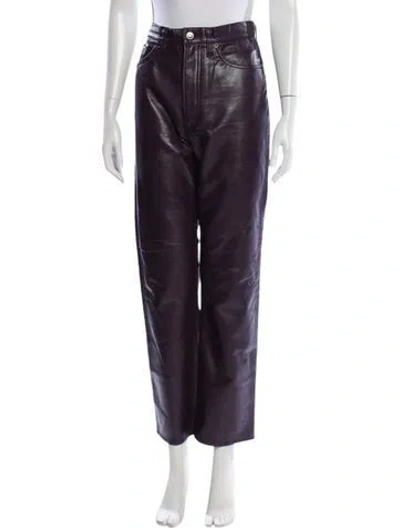 Pre-owned Agolde Faux Leather Straight Leg Pants In Purple
