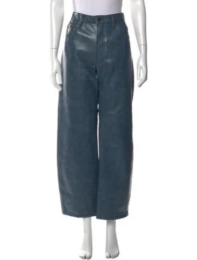 Pre-owned Agolde Faux Leather Wide Leg Pants In Blue