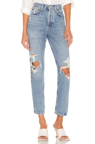 Agolde Fen High Rise Relaxed Tapered Jeans In Wander In Blue