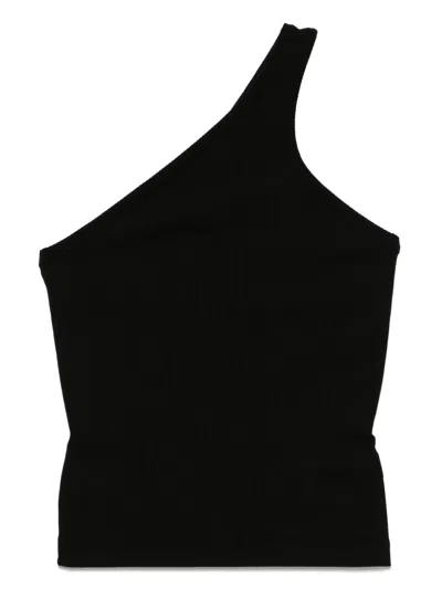 Agolde Fine-ribbed Top In Black