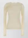 Agolde Fitted Long Sleeve Ruched T-shirt In Neutral