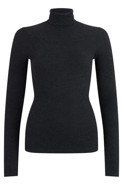 Agolde Fitted Turtleneck Sweater With Ribbing In Black