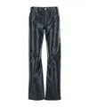 Agolde Black Pants With Belt Loops In Leather Blend Woman In Black