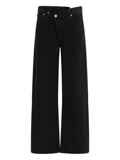 Agolde Arc Criss Cross Asymmetric Straight-leg Jeans In Black