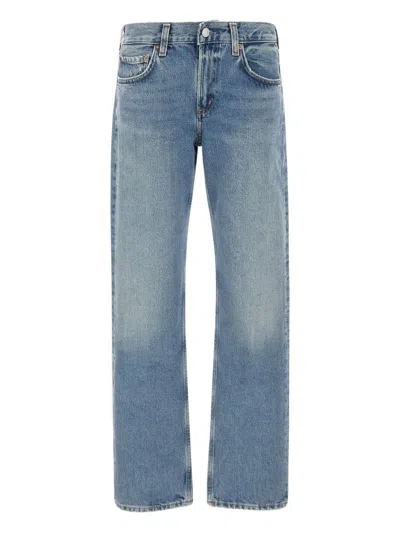 Agolde V Waist Baggy Mid-rise Straight-leg Jeans In Blue