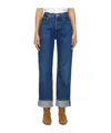 Agolde Fran Low Slung Straight Jean In Enamour In Blue
