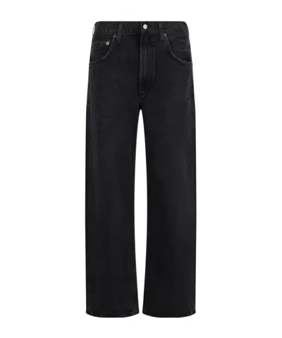Agolde Five-pocket Denim Trousers In Black