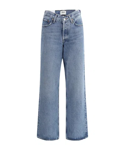 Agolde Five-pocket Denim Trousers In Blue