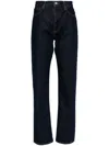 Agolde Five-pocket Straight-leg Jeans In Dark Blue Organic Cotton In Black