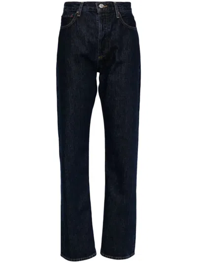 Agolde Five-pocket Straight-leg Jeans In Dark Blue Organic Cotton In Black