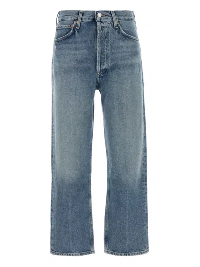 Agolde 90s Crop Loose Straight Jeans In Blue