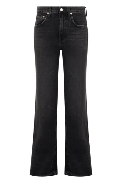 Agolde Flared Fit High-waisted Denim Pants - Fw25 In Black