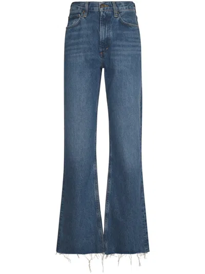 Agolde Flared High-waist Jeans With Raw Hem In Blue