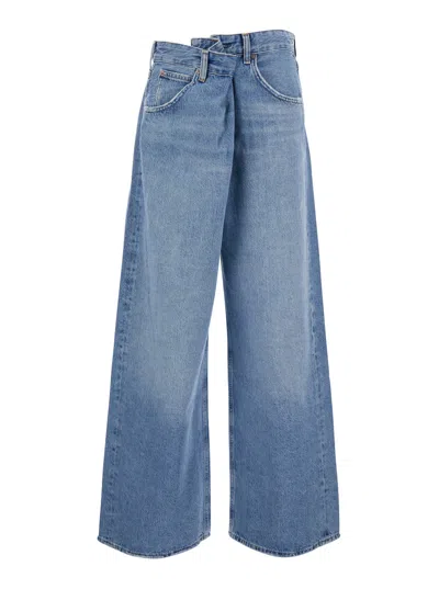 Agolde Foldable Wide-leg Regenerative Cotton Jeans In Blue