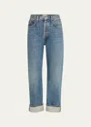 Agolde Ca Straight Low-waist Jeans By Fran In Dwell Med Ind