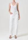 Agolde Fran High Rise Wide Leg Low Slung Cuffed Jeans In Milkshake In Animal Print
