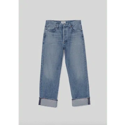 Agolde Fran Invention Low-slung Straight Jeans In Blue