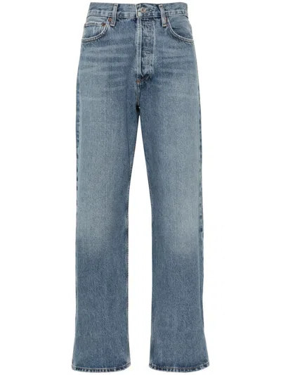 Agolde Fran Mid-rise Straight-leg Jeans In Blue
