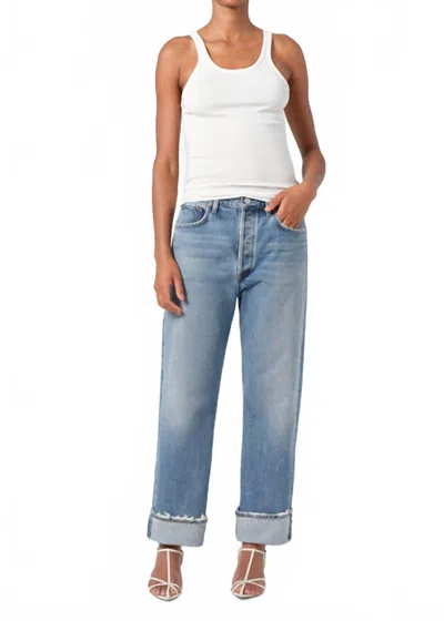 Agolde Fran Low Slung Straight Jeans In Reign In Blue